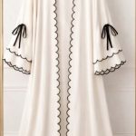 Outer Abaya Scallop Ribbon Ivory