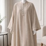Outer Abaya Linen Premium Beige