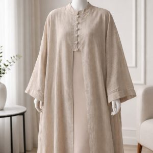 Outer Abaya Linen Premium Beige