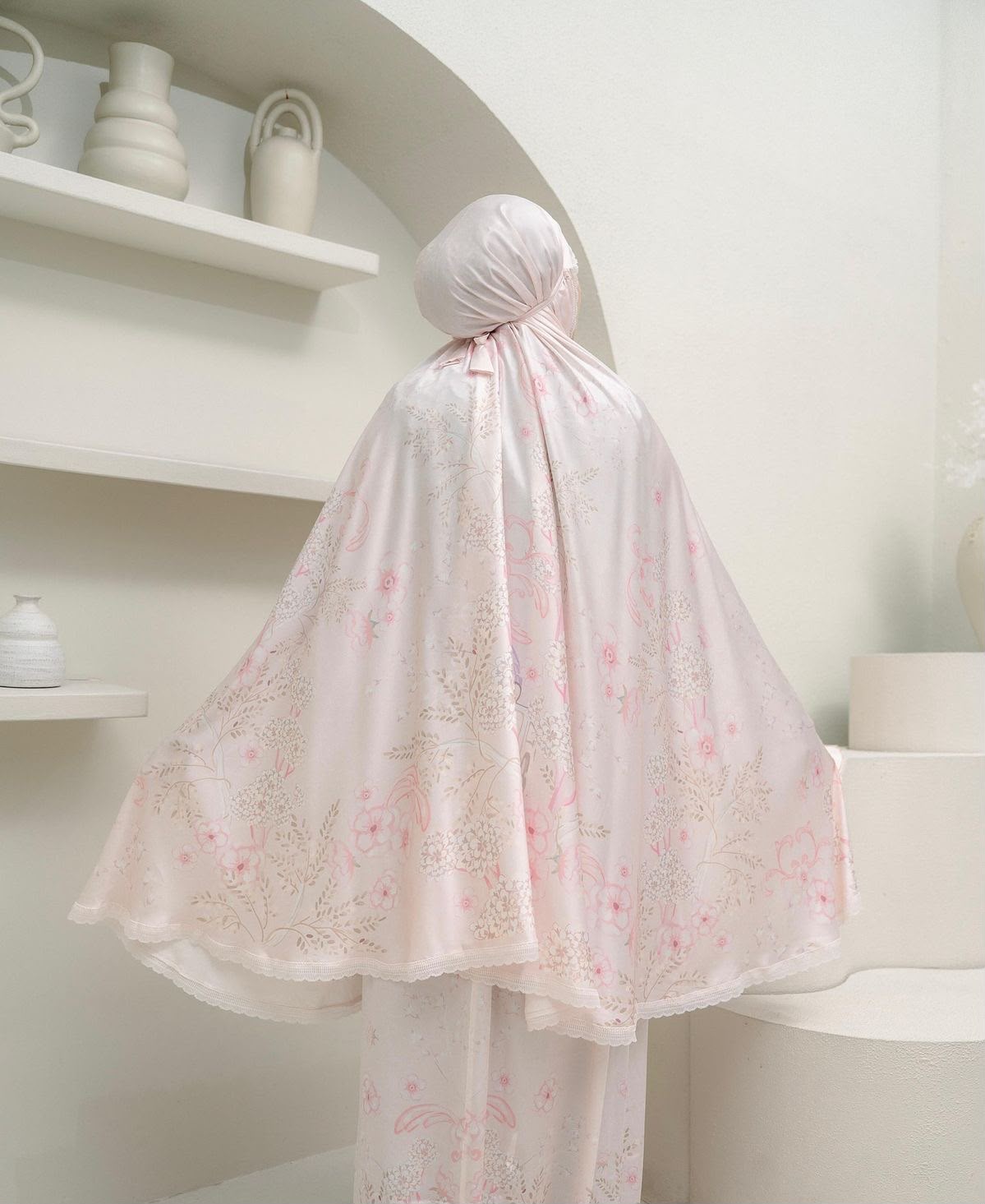 Mukena Floral Aisyah Soft Pink