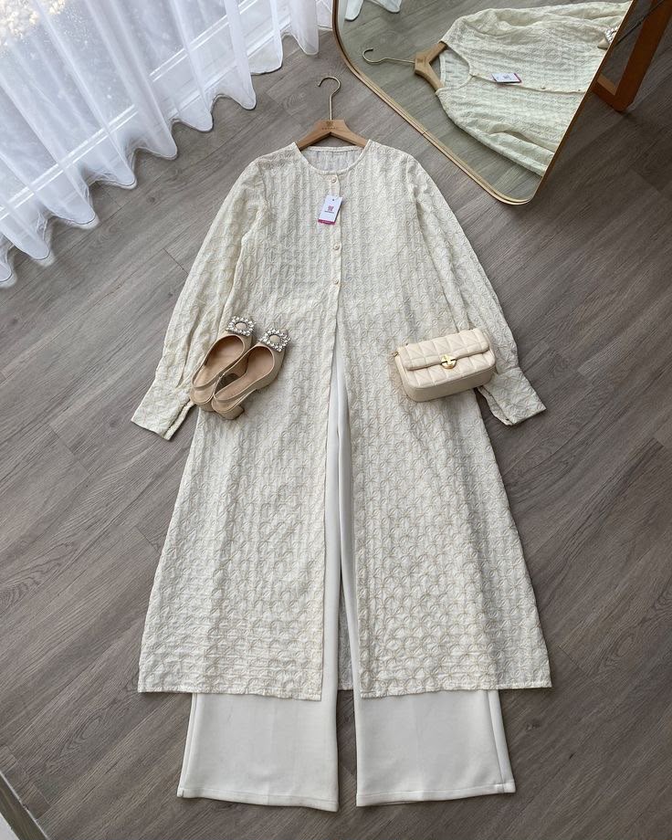 Set Outer Muslimah Floral Cream